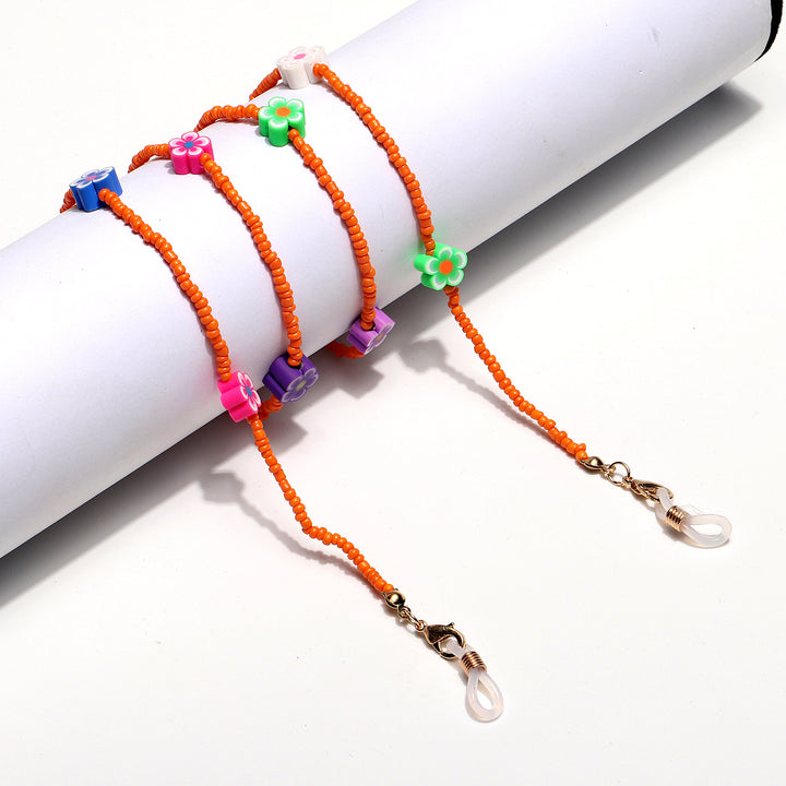 Decorative Flower Beaded Eyewear Chain Bowlift