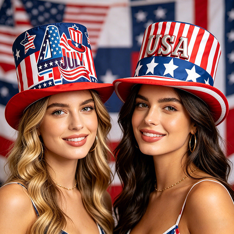 Unisex nan patriotic Fourth of July oversized novelty top hat with adjustable inner band Bowlift