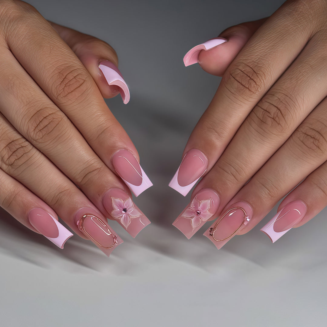 Elegant Floral Nail Art Set Bowlift