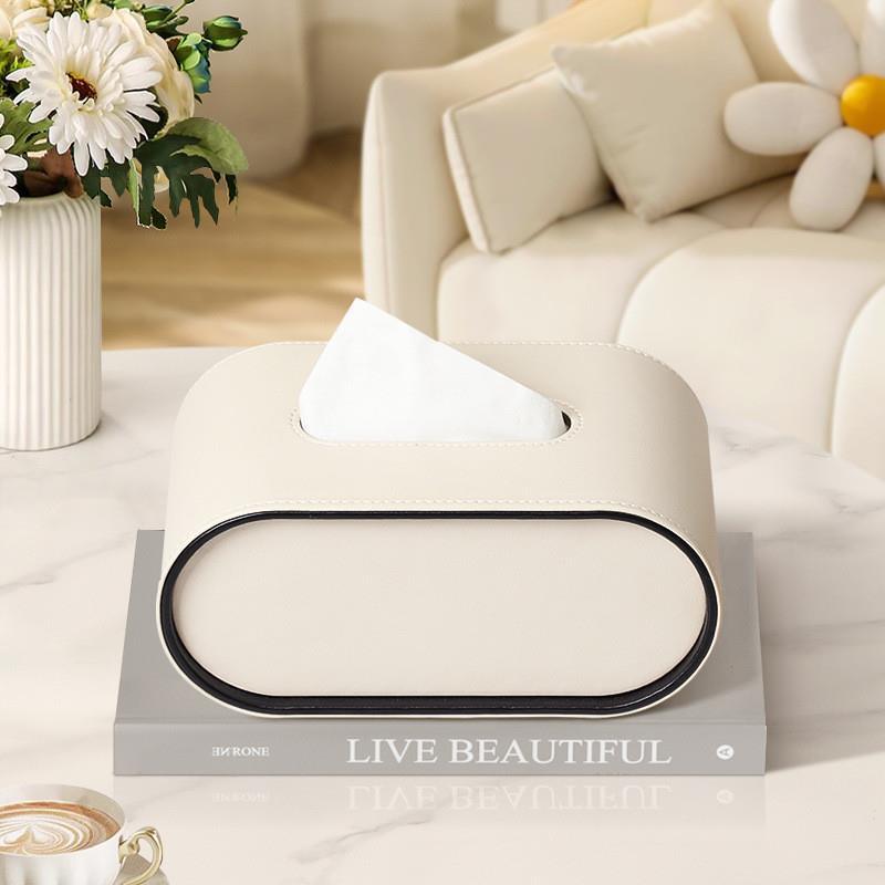 TissuLuxe Oval – Leather Kleenex Box Cover for Living Room, Car & Office | Bowlift
