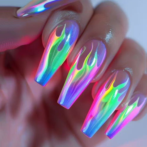Artistic Flame-Effect Nail Design Bowlift