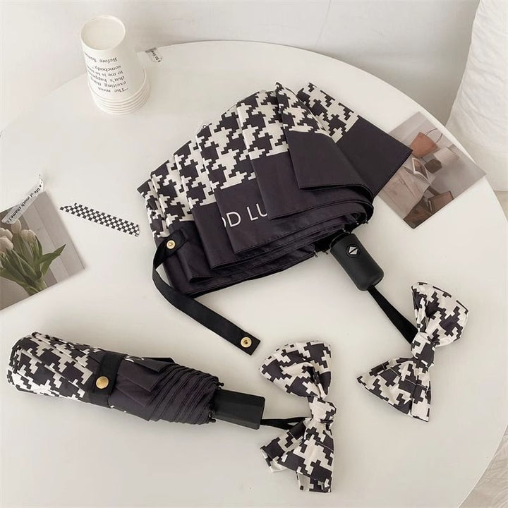 Ladies Folding Umbrella with Elegant Bow Application Bowlift