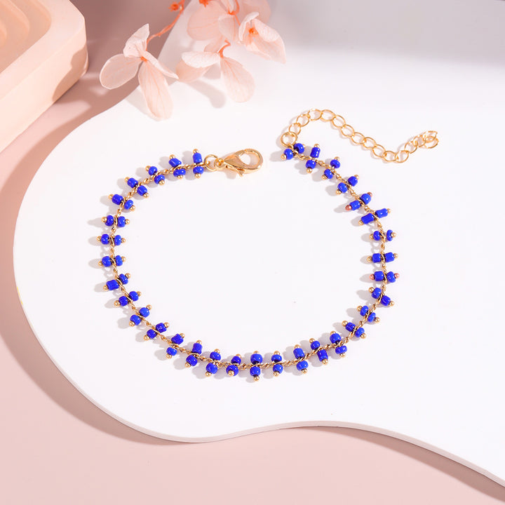 Delicate Beaded Ankle Bracelet Bowlift