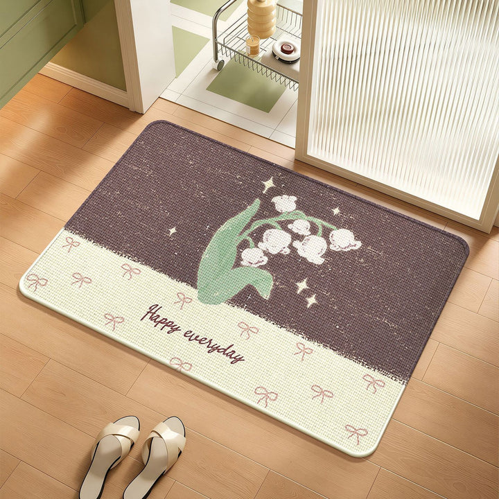 Floral Themed Bathroom Rug Bowlift