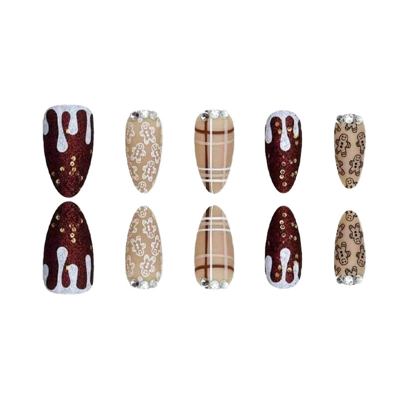 Festive Gingerbread Themed Press-On Nails Bowlift