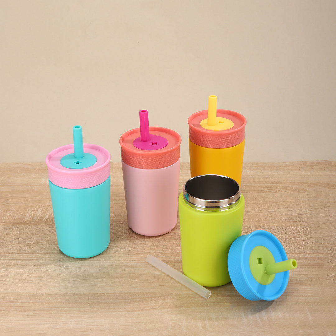 Ladies Insulated Drinking Bottle with Silicone Lid and Straw Bowlift