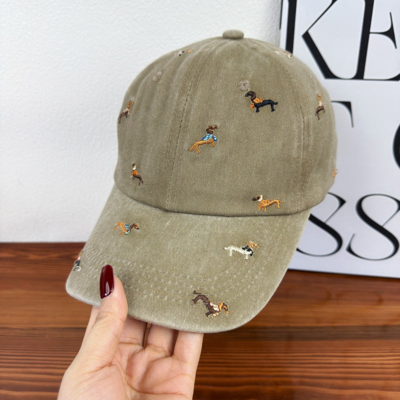 Unisex Embroidered Dog-Themed Baseball Cap Bowlift