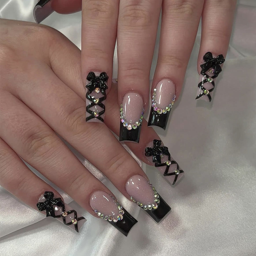 Decorative 3D Nail Art Extensions with Bow Accents Bowlift