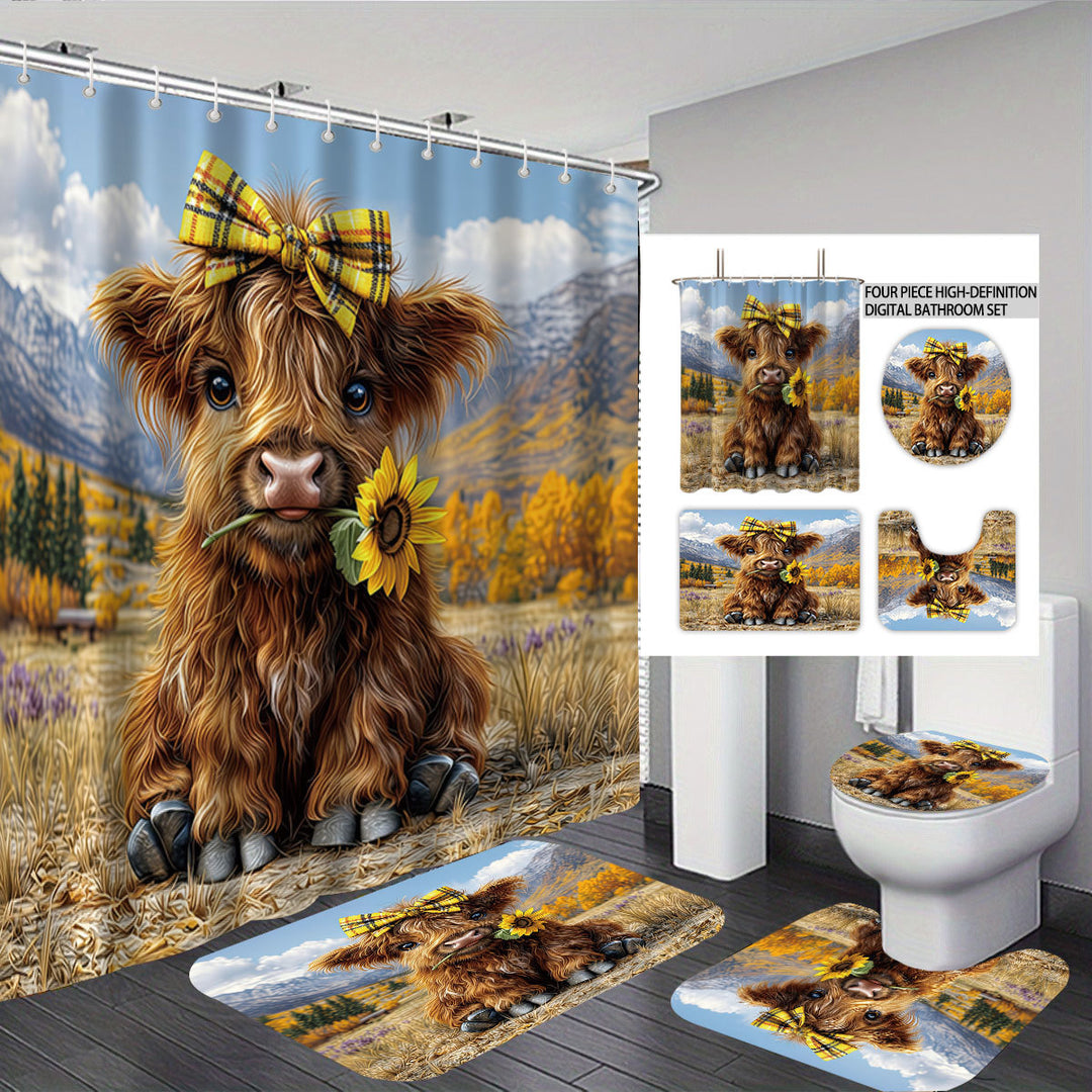 Cute Cow-Themed Digital Bathroom Set Bowlift
