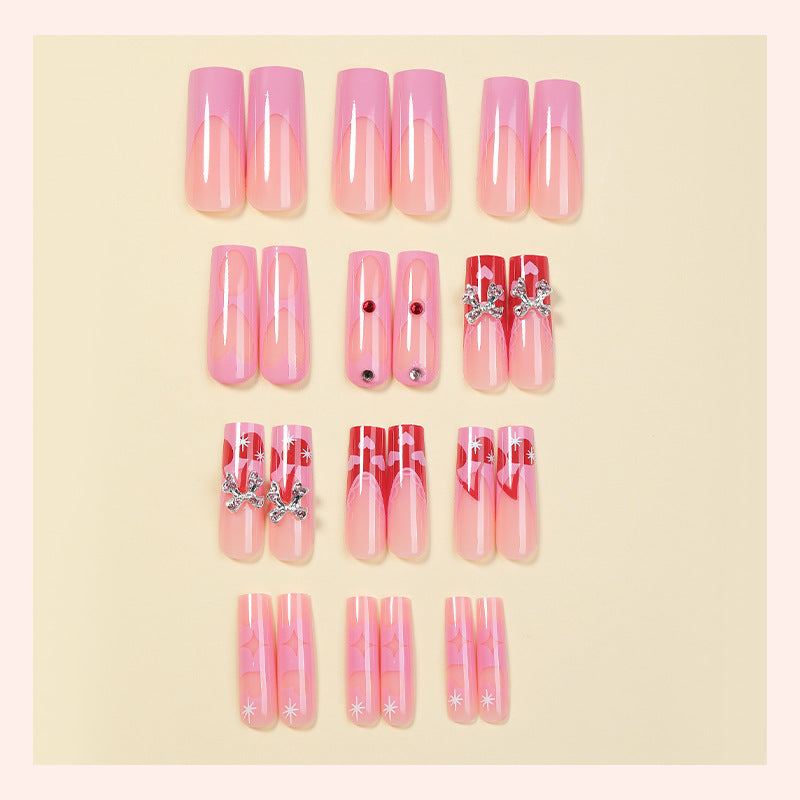 Premium Decorative Press-On Nail Art Set with Rhinestones and Unique Patterns Bowlift