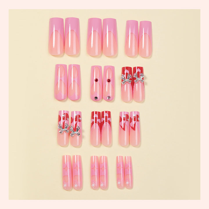 Premium Decorative Press-On Nail Art Set with Rhinestones and Unique Patterns Bowlift