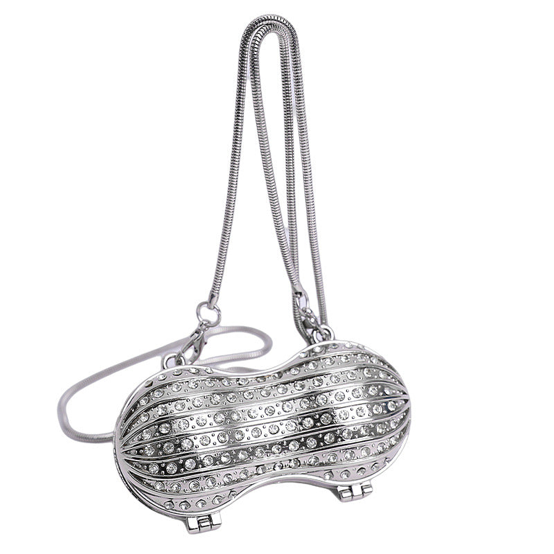 Glamorous Rhinestone Peanut-Shaped Crossbody Bag Bowlift
