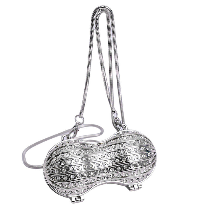 Glamorous Rhinestone Peanut-Shaped Crossbody Bag Bowlift
