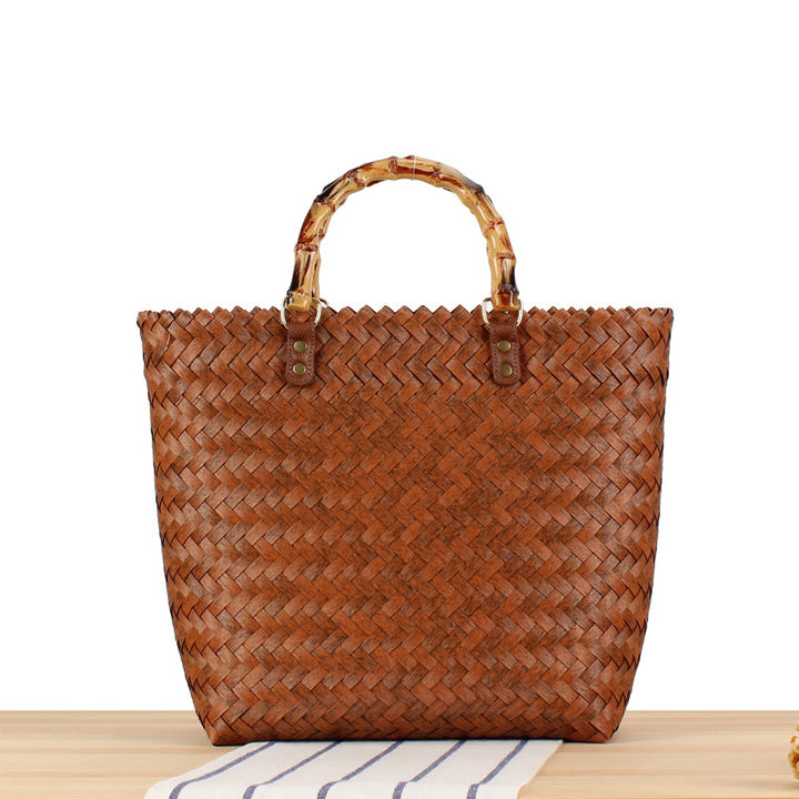 Handbag Made of High-Quality Woven Material with Bamboo Handles Bowlift