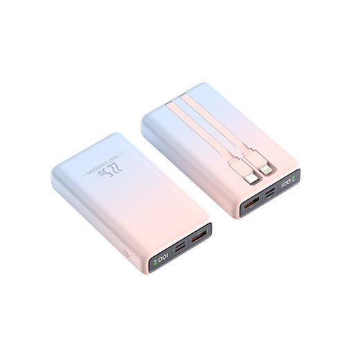 Portable power bank with integrated charging cable and digital charge level display Bowlift