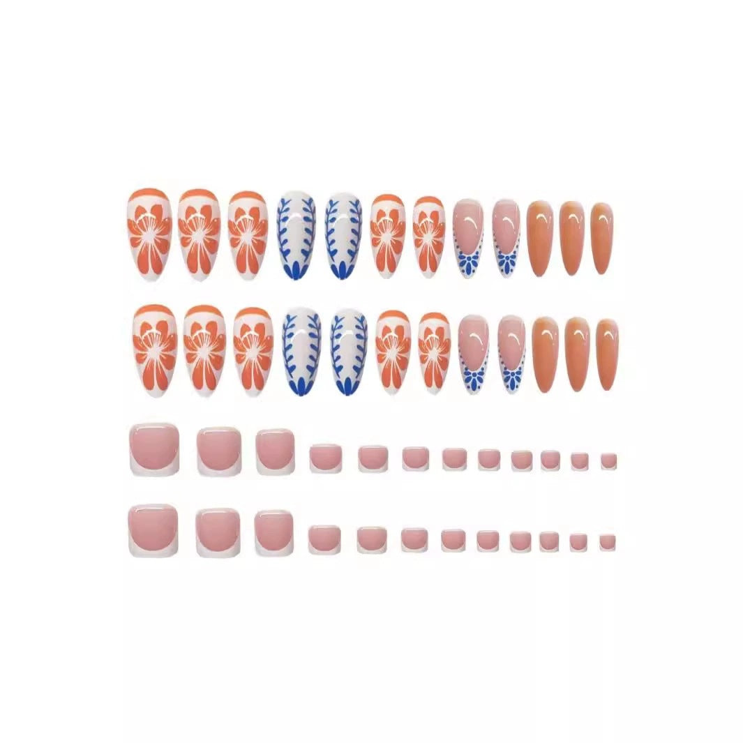 Floral Abstract Press-On Nail Set Bowlift