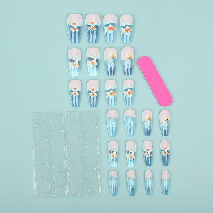 Creative artificial nails with underwater motif Bowlift