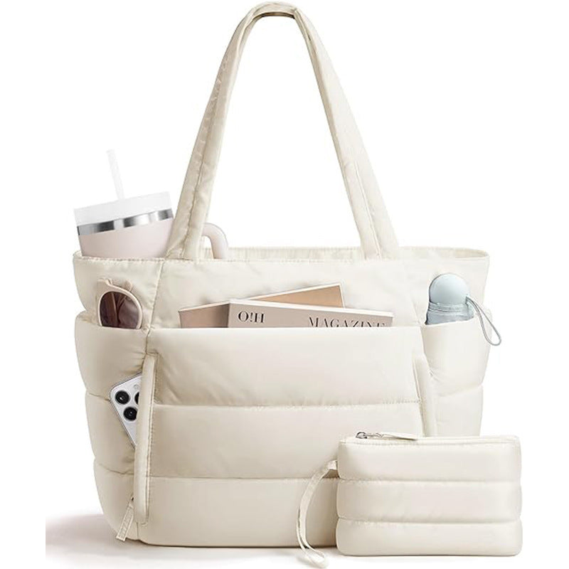 Fashionable everyday tote bag with multiple storage Bowlift