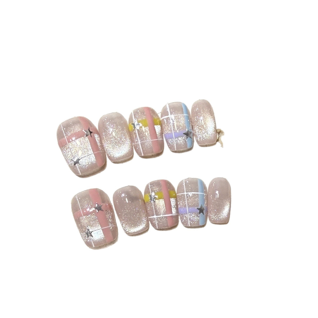Decorative Star Pattern Press-On Nails Bowlift