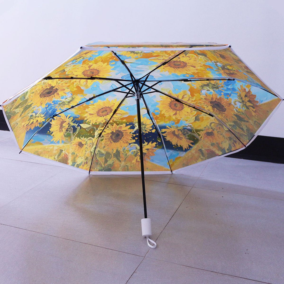 Women's collapsible umbrella with playful sunflower design Bowlift