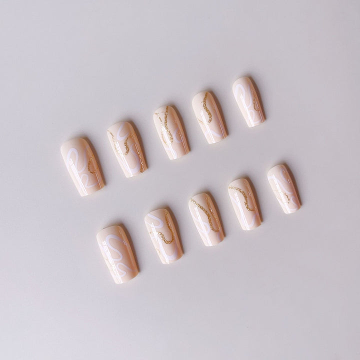 Acrylic nail set with elegant 3D decorations Bowlift