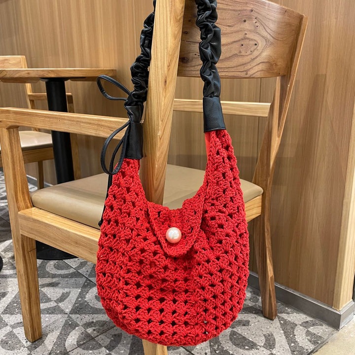 Hand-knotted all-rounder bag with elegant pearl decoration Bowlift