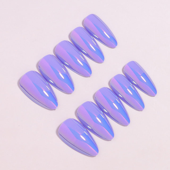 Glossy Press-On Nails Set with Iridescent Finish Bowlift