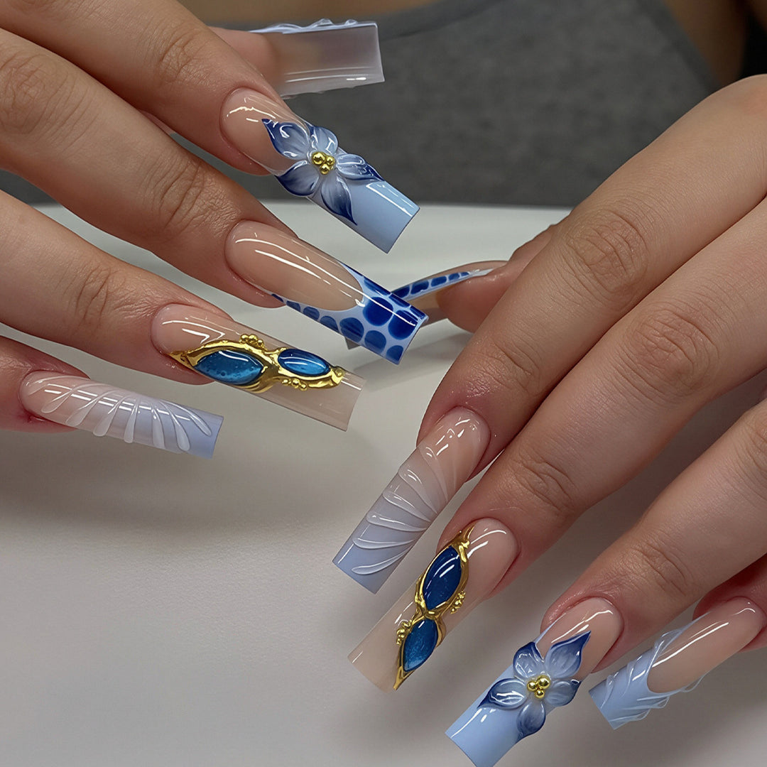 Artistic Long Acrylic Nail Design Bowlift