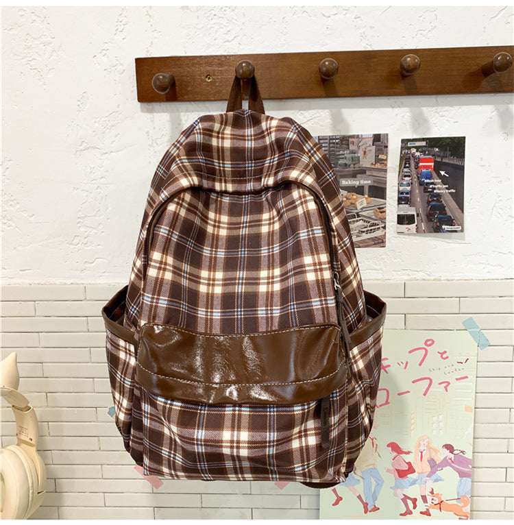 Trendy Plaid Backpack