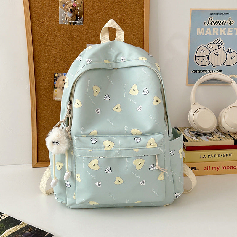 Heart-Printed Casual Backpack