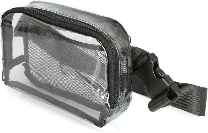 Transparent shoulder bag with mesh side pockets Bowlift