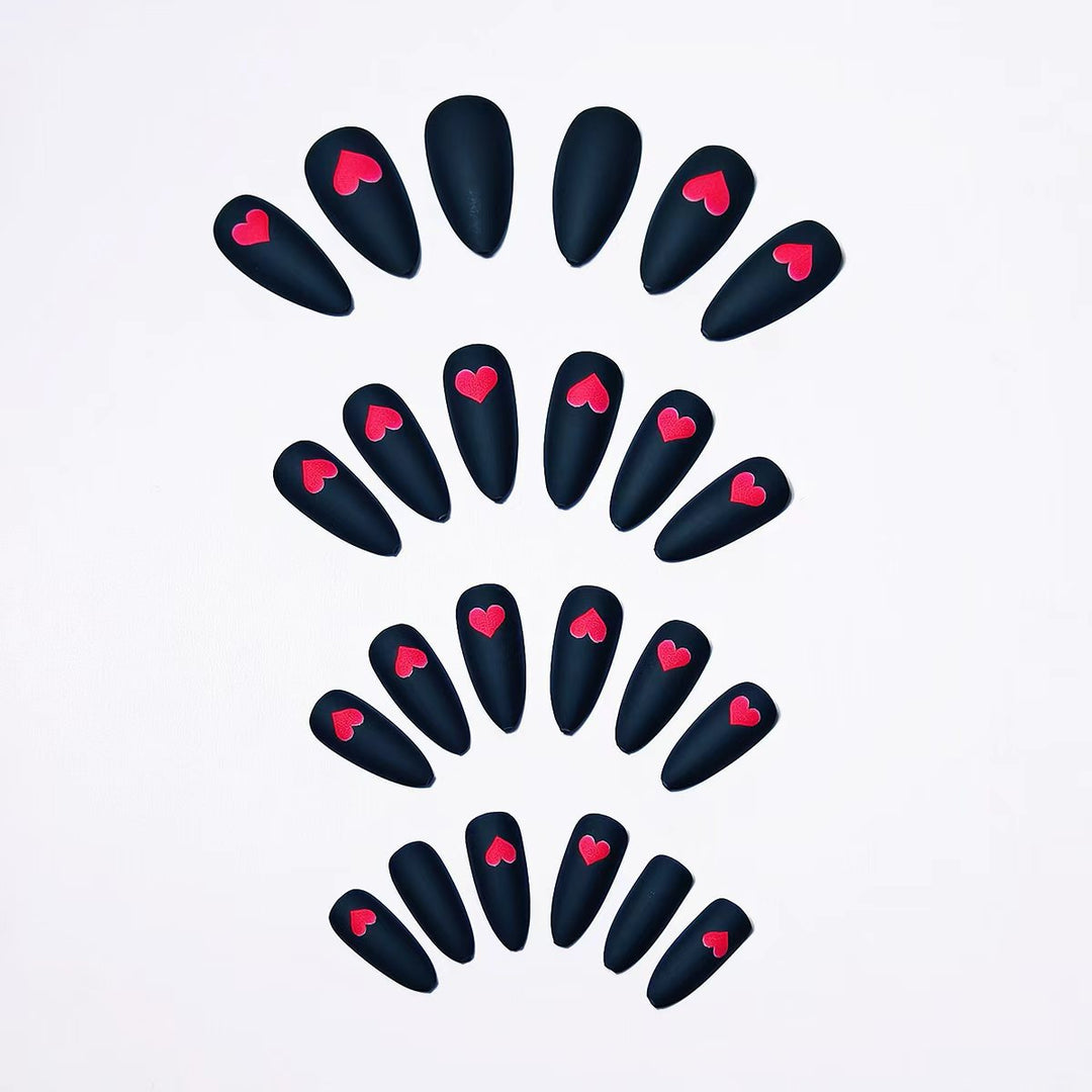 Heart-Embellished Matte Nail Art Bowlift