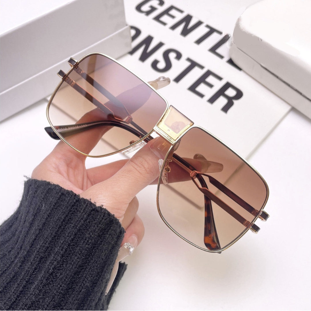 Women modern square sunglasses with elegant metal frame Bowlift