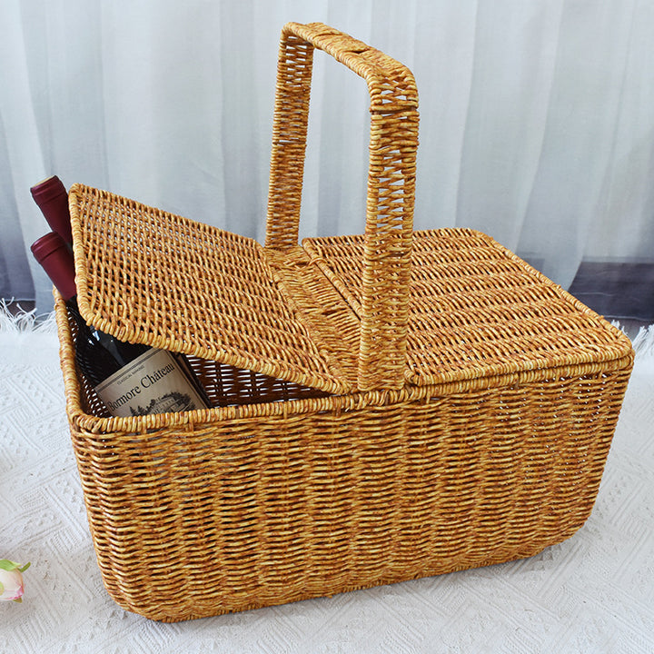 Handcrafted Natural Wicker Picnic Basket Bowlift