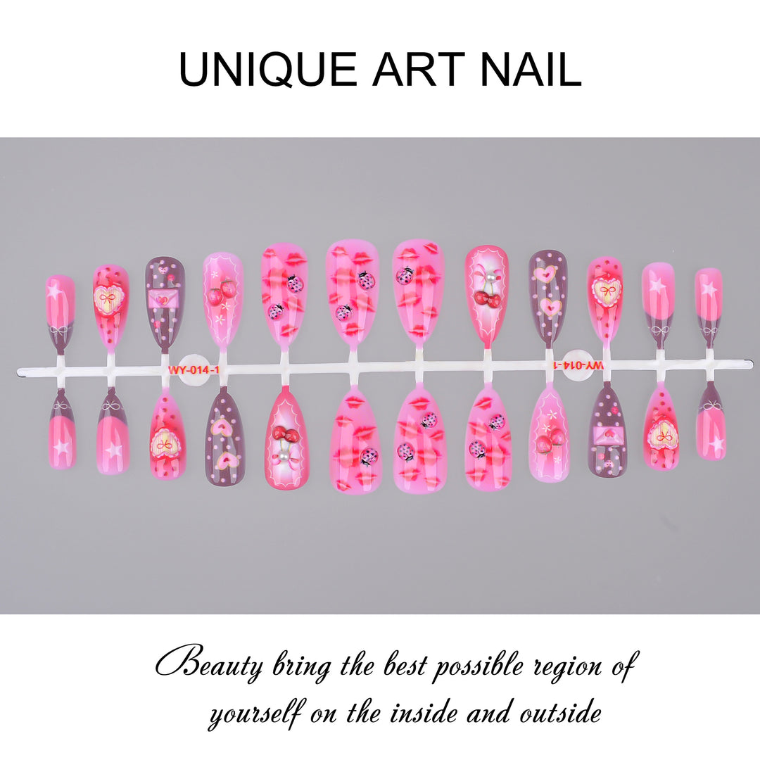 Romantic Themed Press-On Nail Set Bowlift