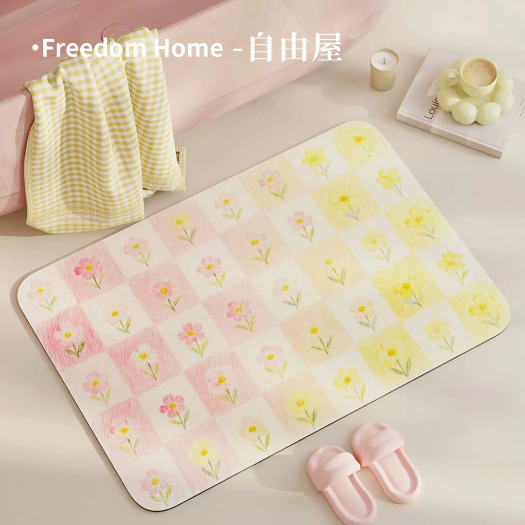 Floral Print Bath Mat Bowlift