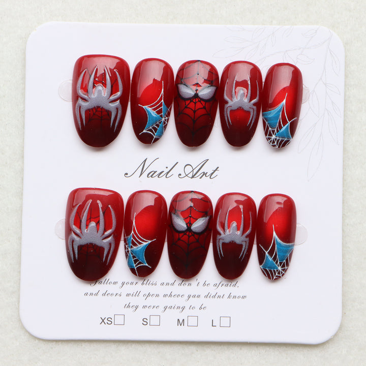 Thematic Spider-Man Inspired Press-On Nail Art Set Bowlift