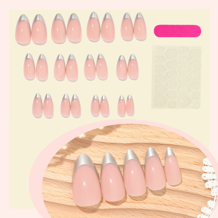 Acrylic Nail Set with Modern French Tip Design Bowlift