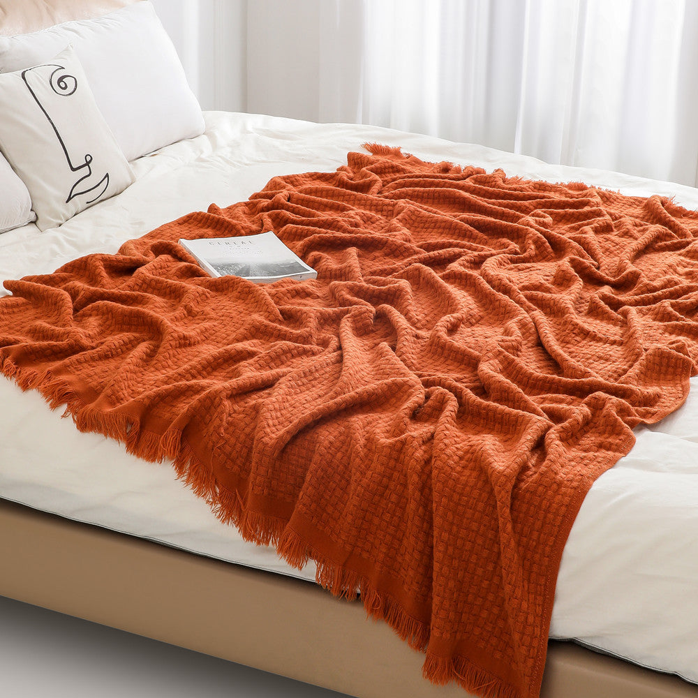Decorative Woven Fringe Throw Blanket