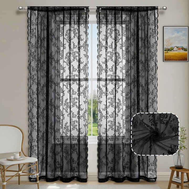 Elegant Floral Lace Window Drapes