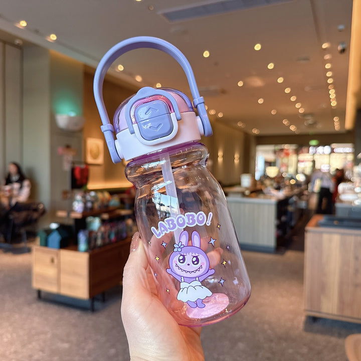 Women's Funny Plastic Drinking Bottle with Integrated Straw Function Bowlift