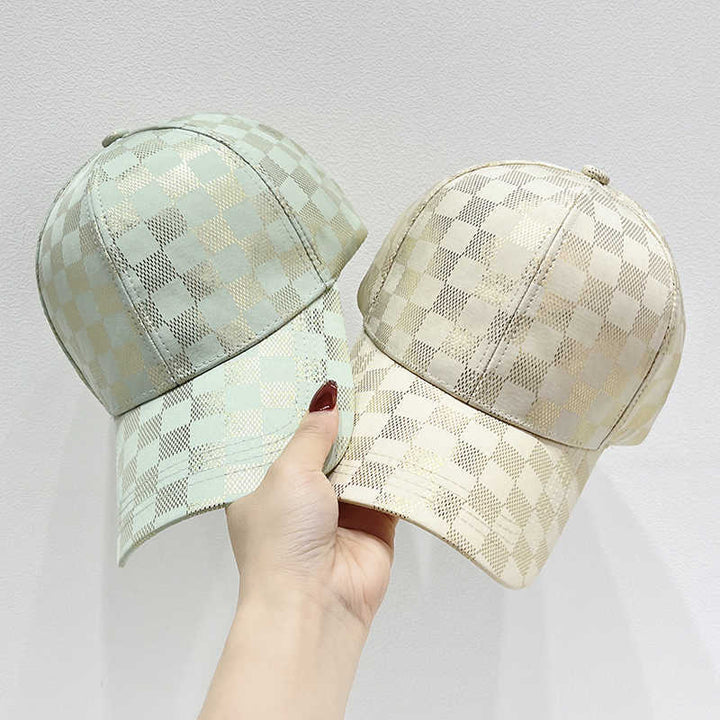 Women's Stylish Checkered Pattern Baseball Cap Bowlift