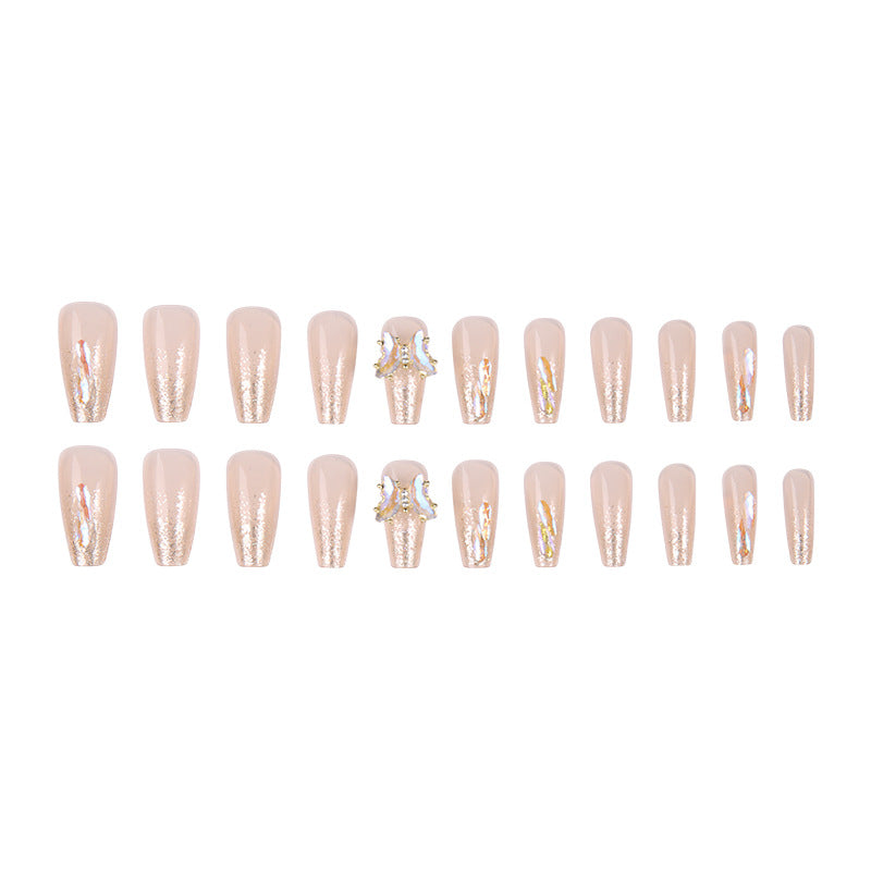 Art nail set with sparkling 3D butterfly decorations Bowlift