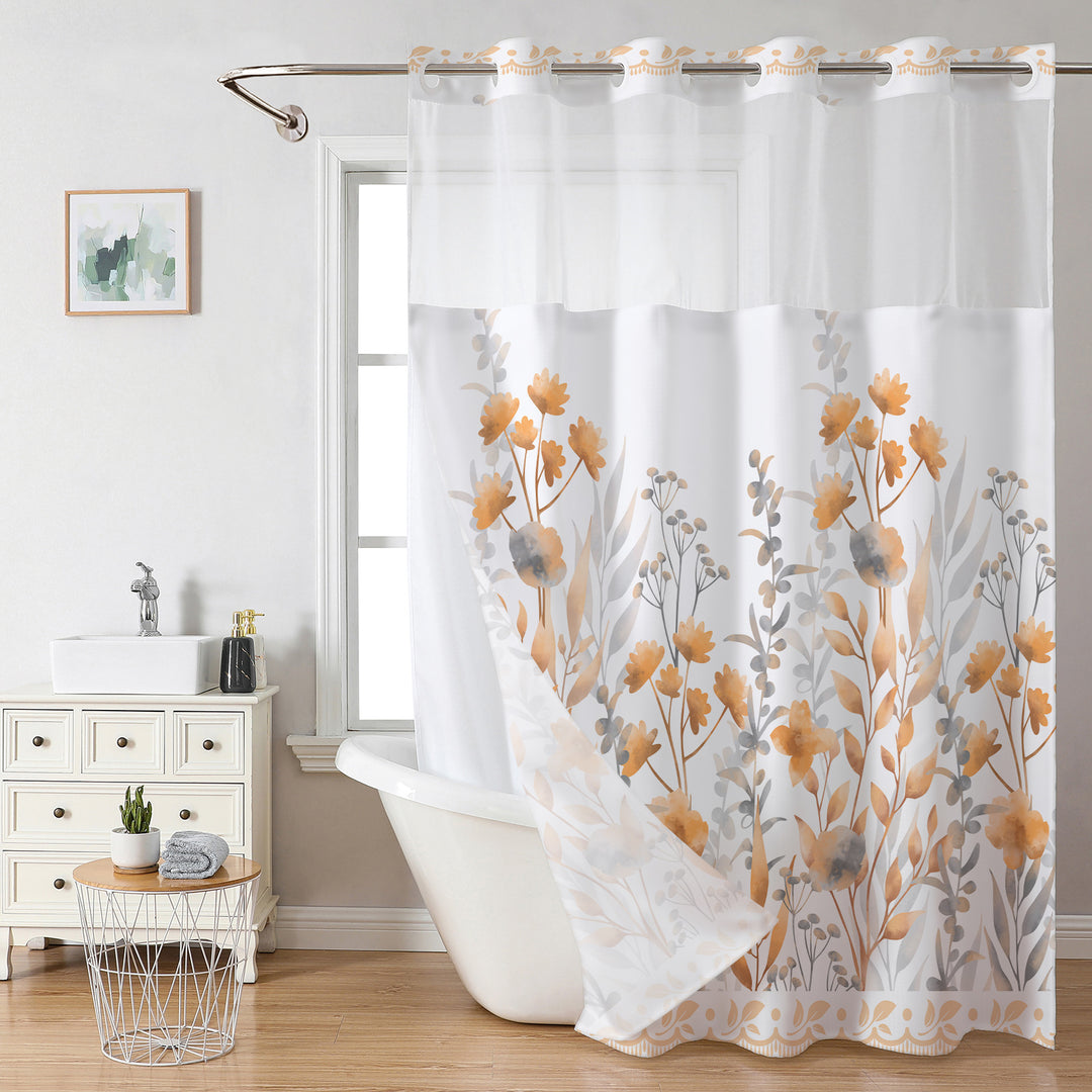 Floral Design Shower Curtain Bowlift