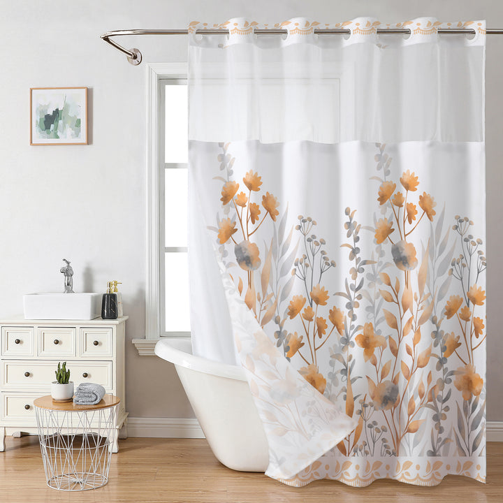 Floral Design Shower Curtain Bowlift