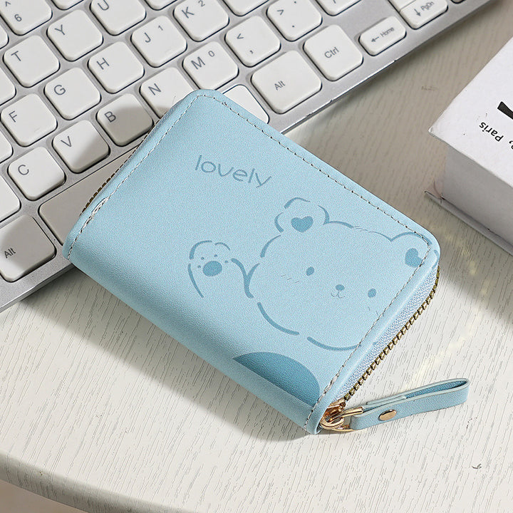 Playful Cartoon Pattern Zippered Wallet