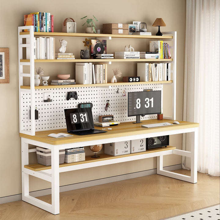 Multifunctional workspace with shelf Bowlift