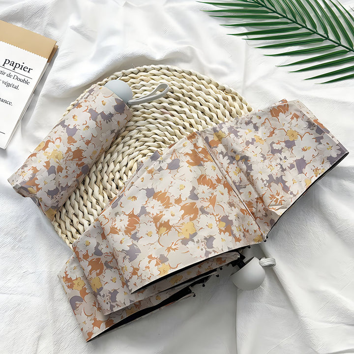 Ladies Folding Umbrella with Elegant Floral Pattern Bowlift
