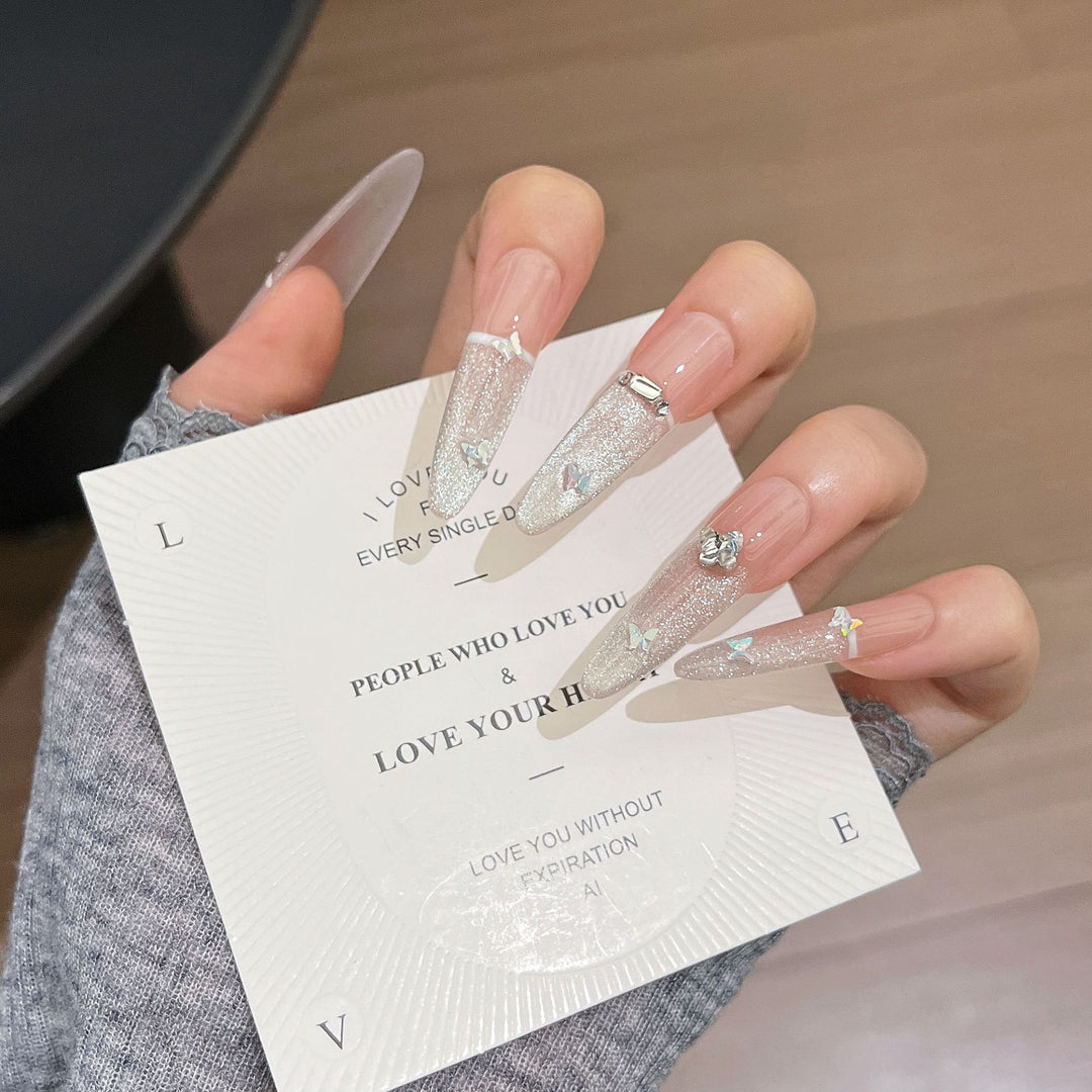 Artisanal Glittery Press-On Nail Extensions Bowlift