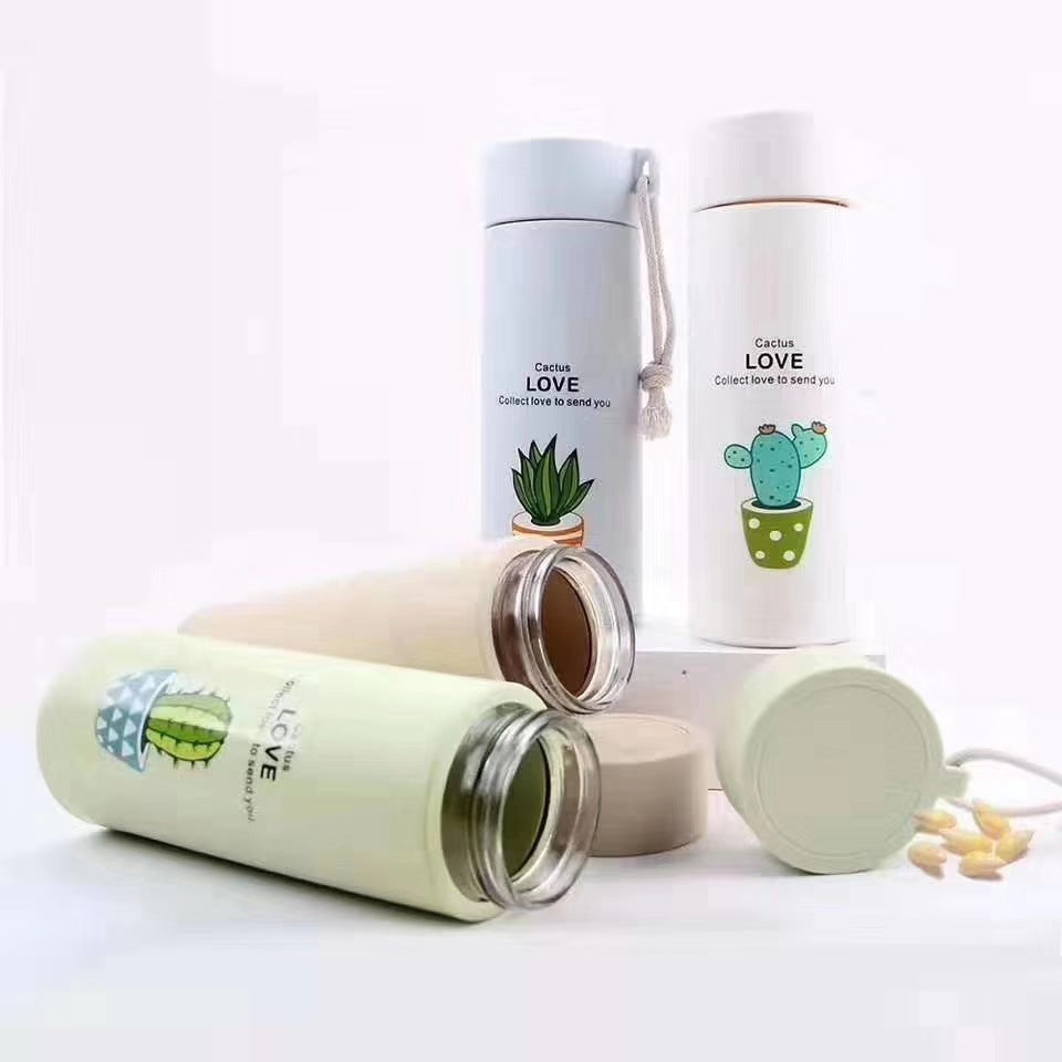 Ladies thermo-insulated drink bottle with creative cactus designs Bowlift